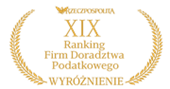  Wyróżnienie w kategorii Kancelaria PRO BONO wg. XIX Rankingu Firm Doradztwa Podatkowego Rzeczpospolitej