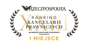 I miejsce w kategorii Największe kancelarie w regionie PODKARPACIE wg. XXIII Rankingu Kancelarii Prawnych Rzeczpospolitej